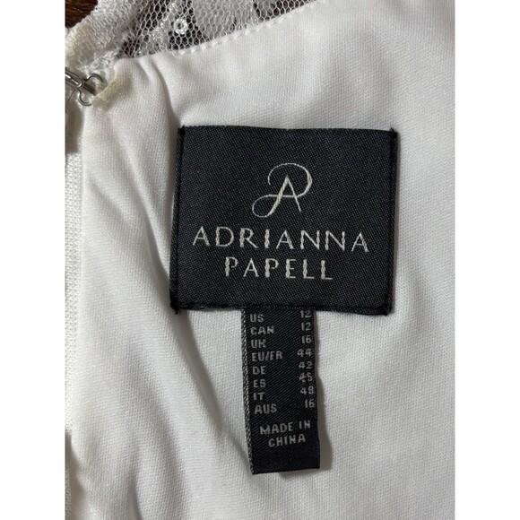 ADRIANNA PAPELL Ivory Floral Embroidered Sheath Dress Women 12 Overlay Cocktail - Picture 3 of 14